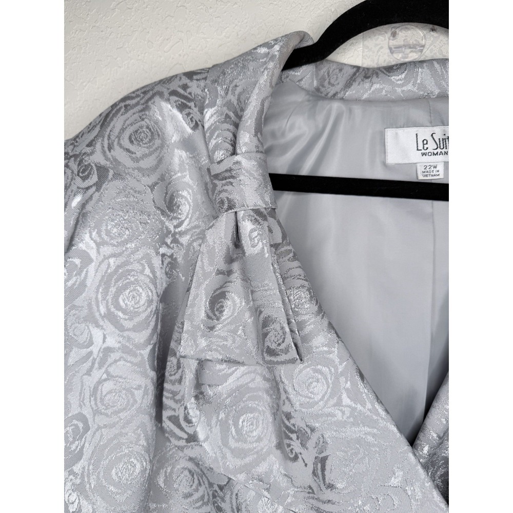 Le Suit 2PC Skirt Suit Womens 22W Silver Mother of the Bride Wedding Formal Plus - Picture 11 of 16